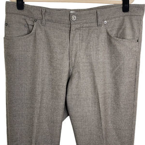 Brax Mens Cooper Fancy Pants Wool Brown /Gray Houndstooth size 38W hemmed 32L
